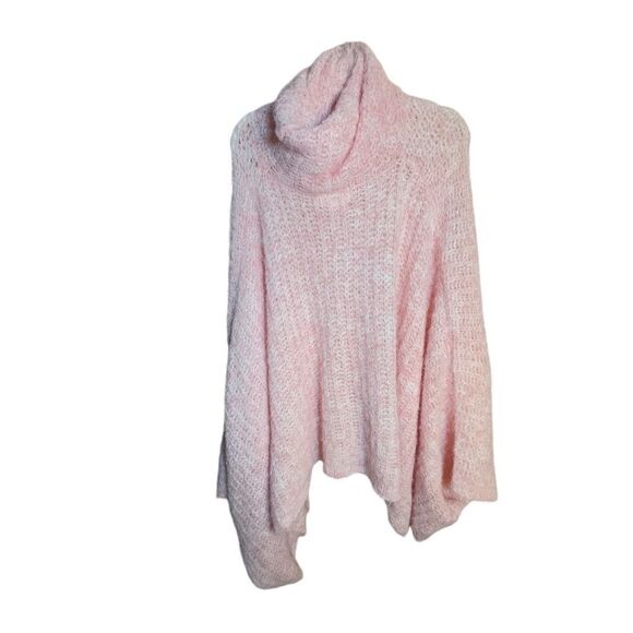 NWT Anthropologie Funnel-Neck Poncho One Size Pink/Rose Handcrafted Fuzzy Knit - Picture 4 of 12